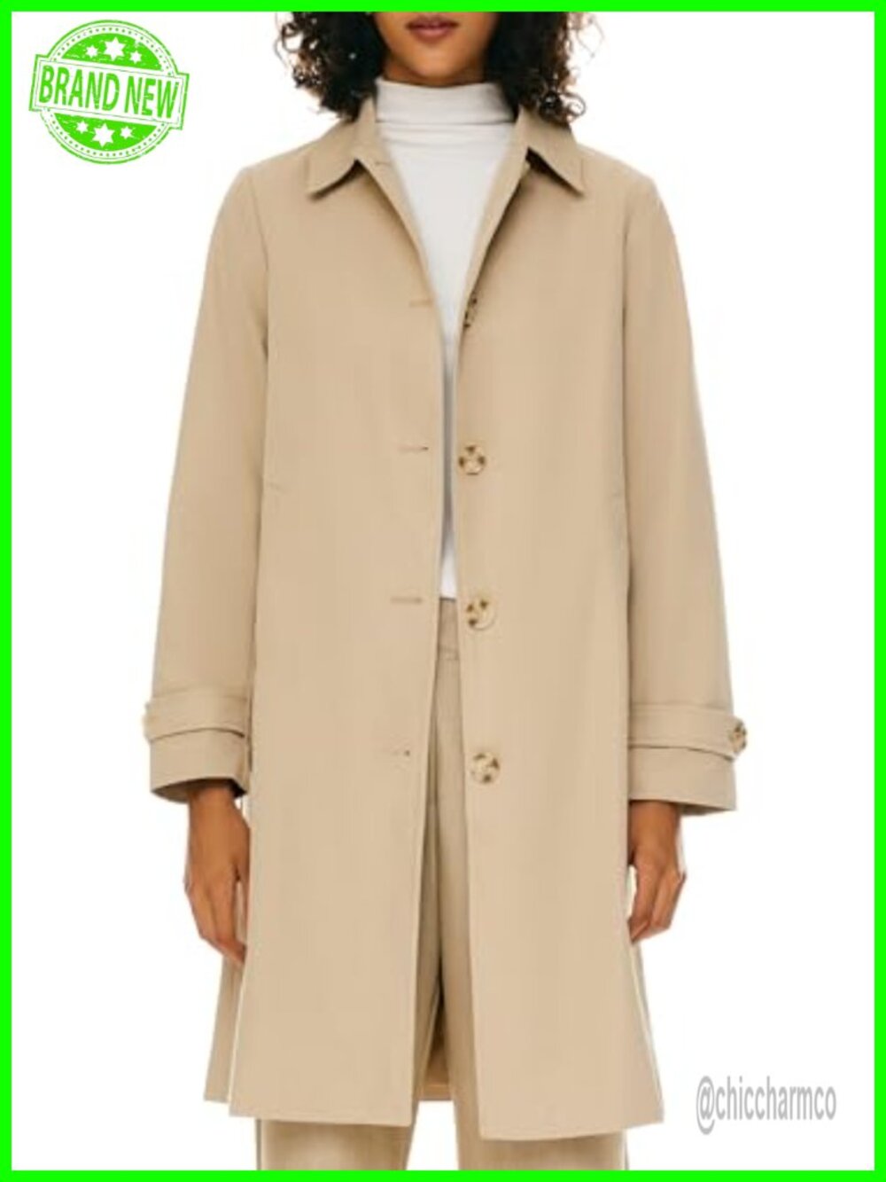 Classic Single Breasted Trench Coat Mid-Long Lapel